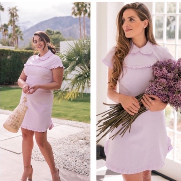 Gal Meets Glam Emma Ruffle Collar Dress Lavender Size 12 - Picture 4 of 11
